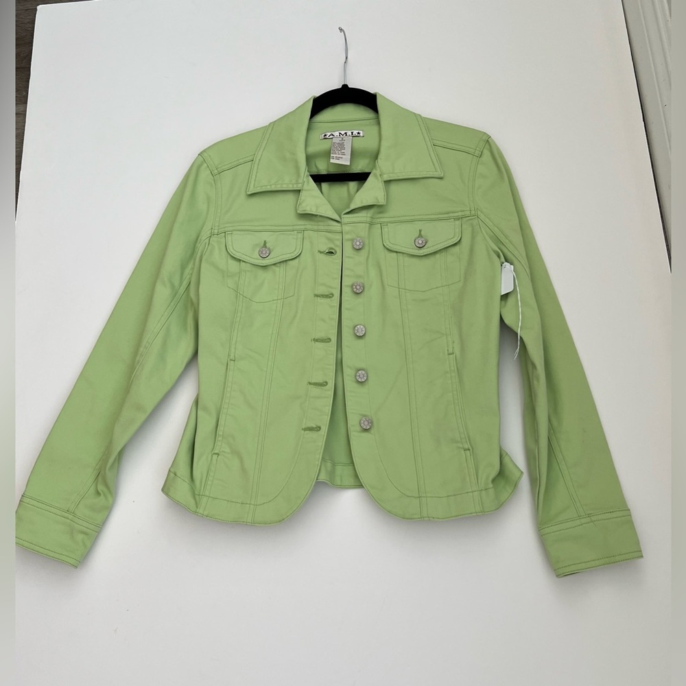 Ami Light Green Jean Jacket cotton